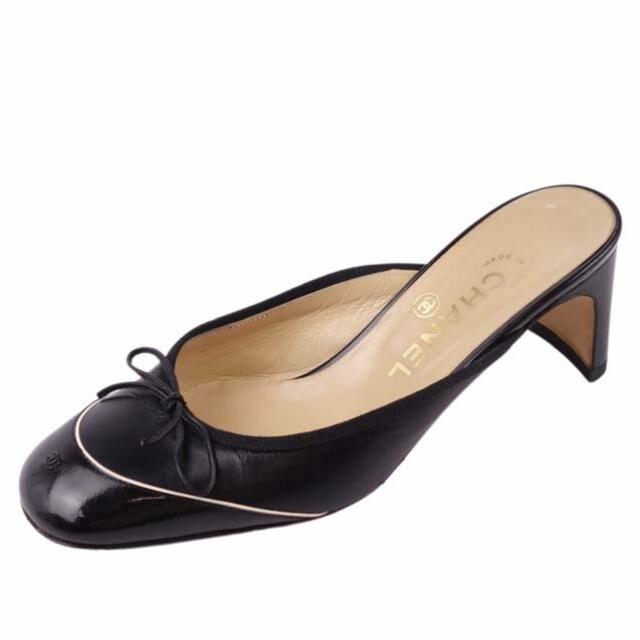 CHANEL - シャネル サンダル ミュール リボン ココマーク ラムレザー