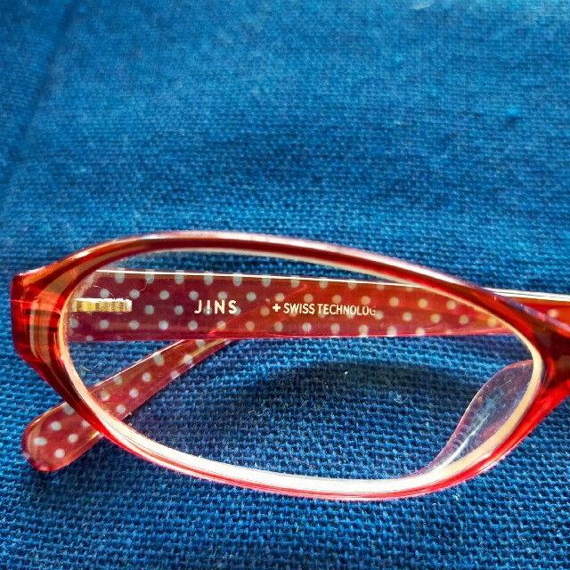 JINS - 【JINS】Airframe +swiss technology オーバル 赤の通販 by