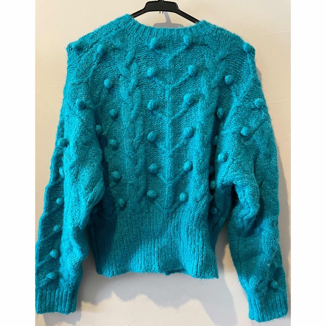 ZARA パールボタン付きカーディガン ブルー ザラ＊ニットカーディガン