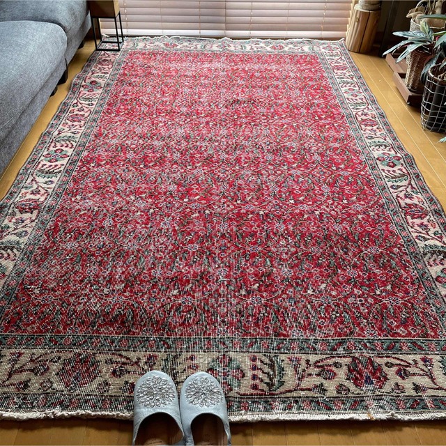 トルコヴィンテージラグ A31 大判 クリーム ミント アプリコット