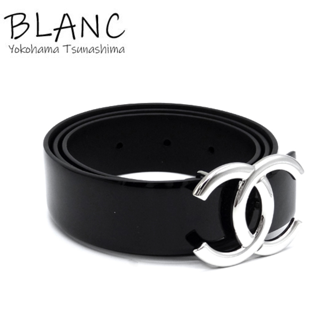 CHANEL - シャネル ココマーク レディースベルト エナメル レザー 黒