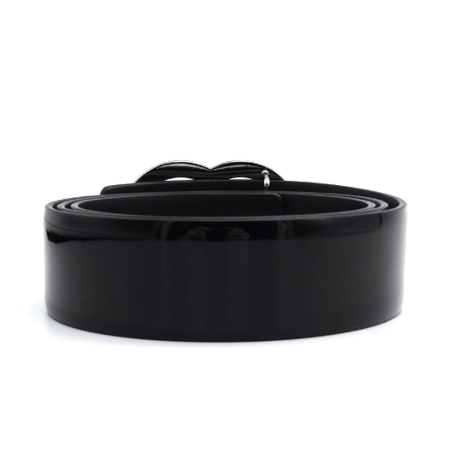 CHANEL - シャネル ココマーク レディースベルト エナメル レザー 黒