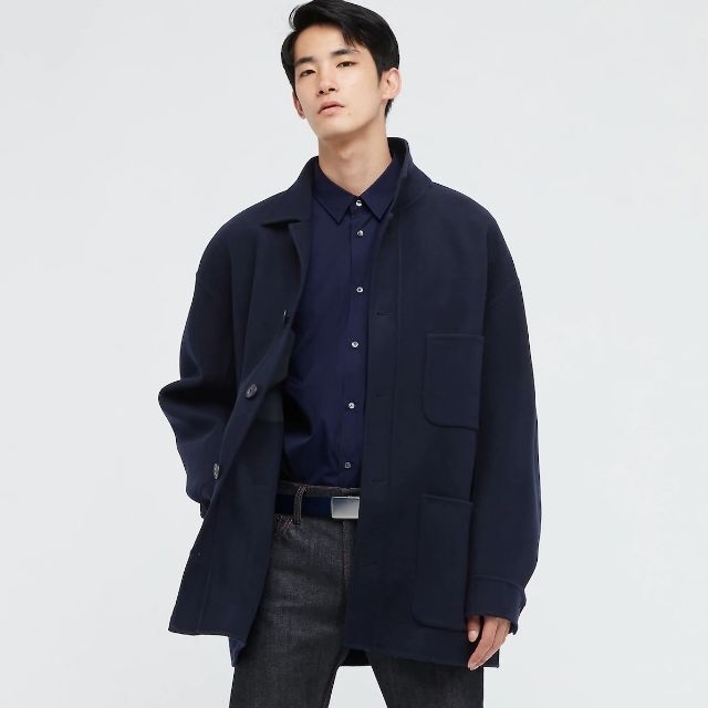 UNIQLO - UNIQLO +J ウール ウールブレンド オーバーサイズシャツ