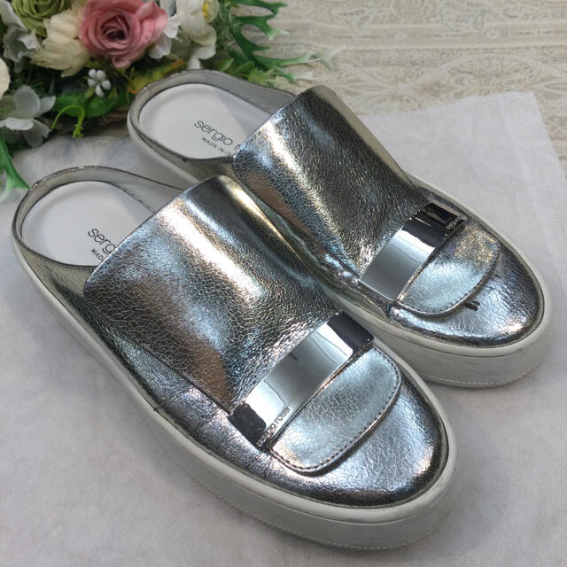 💗セルジオロッシ sr1 スリッポン シルバー 37