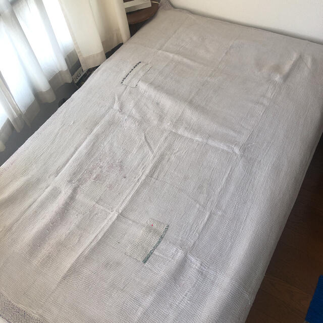 ヴィンテージ ラリーキルト ホワイトカンタ 刺繍 リバーシブル