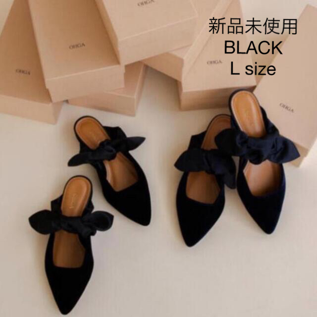 iPhone7(美品)SIMフリーOHGA リボンミュール?ベロア ブラック24cm