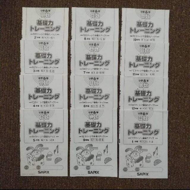SAPIX/2021年度版/基礎力トレーニング/算数/6年生/12冊