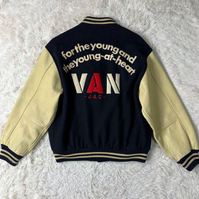 VAN Jacket - 【激レア】VAN JACKET スタジャン 袖レザー ネイビー Lの