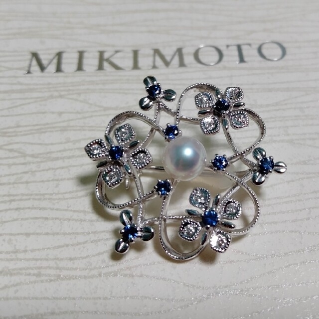 MIKIMOTO - ミキモトK18.パールダイヤモンドサファイヤブローチの通販