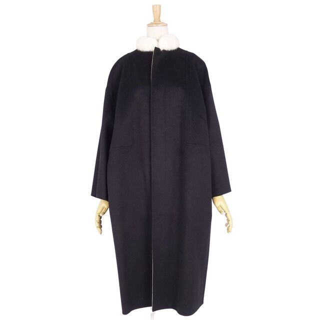 極美品 ブラミンク BLAMINK コート 襟ミンクファー ウール カシミヤ