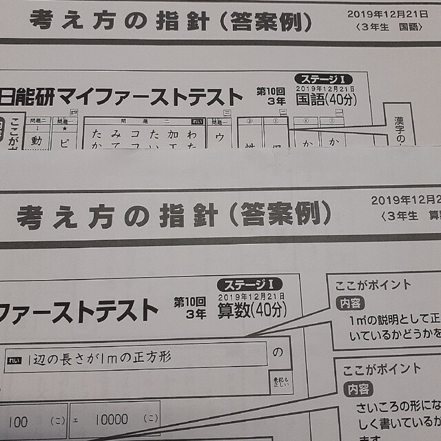 日能研マイファーストテスト 小学3年生 2019年12月21日の通販 by