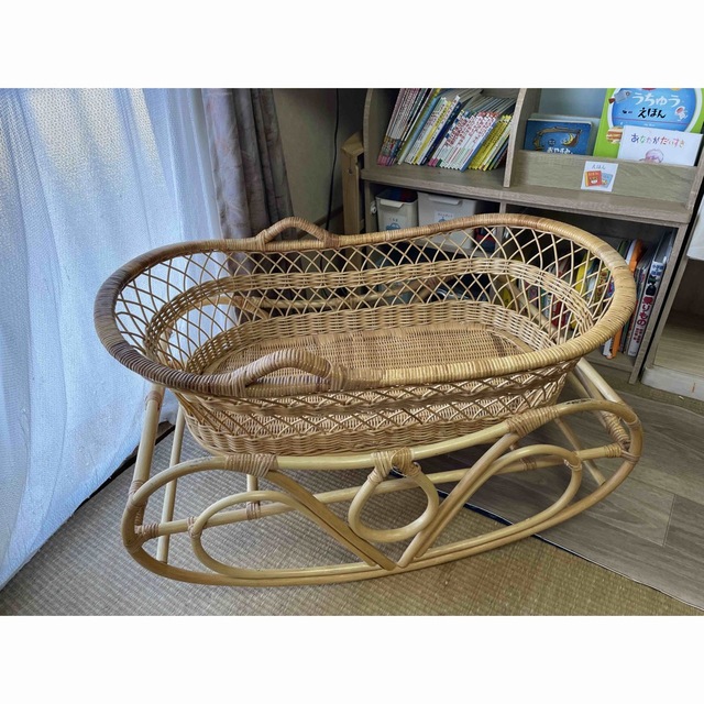 ベビーベッド ゆりかご ベビーバスケット ラタン素材 ナチュラル