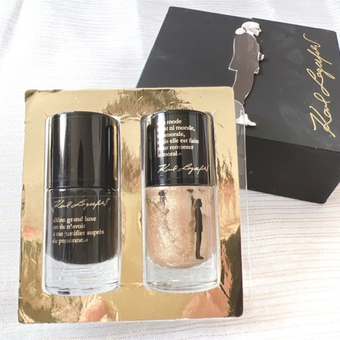 激レア カールラガーフェルド ネイル 箱入り ブラック ゴールド セット