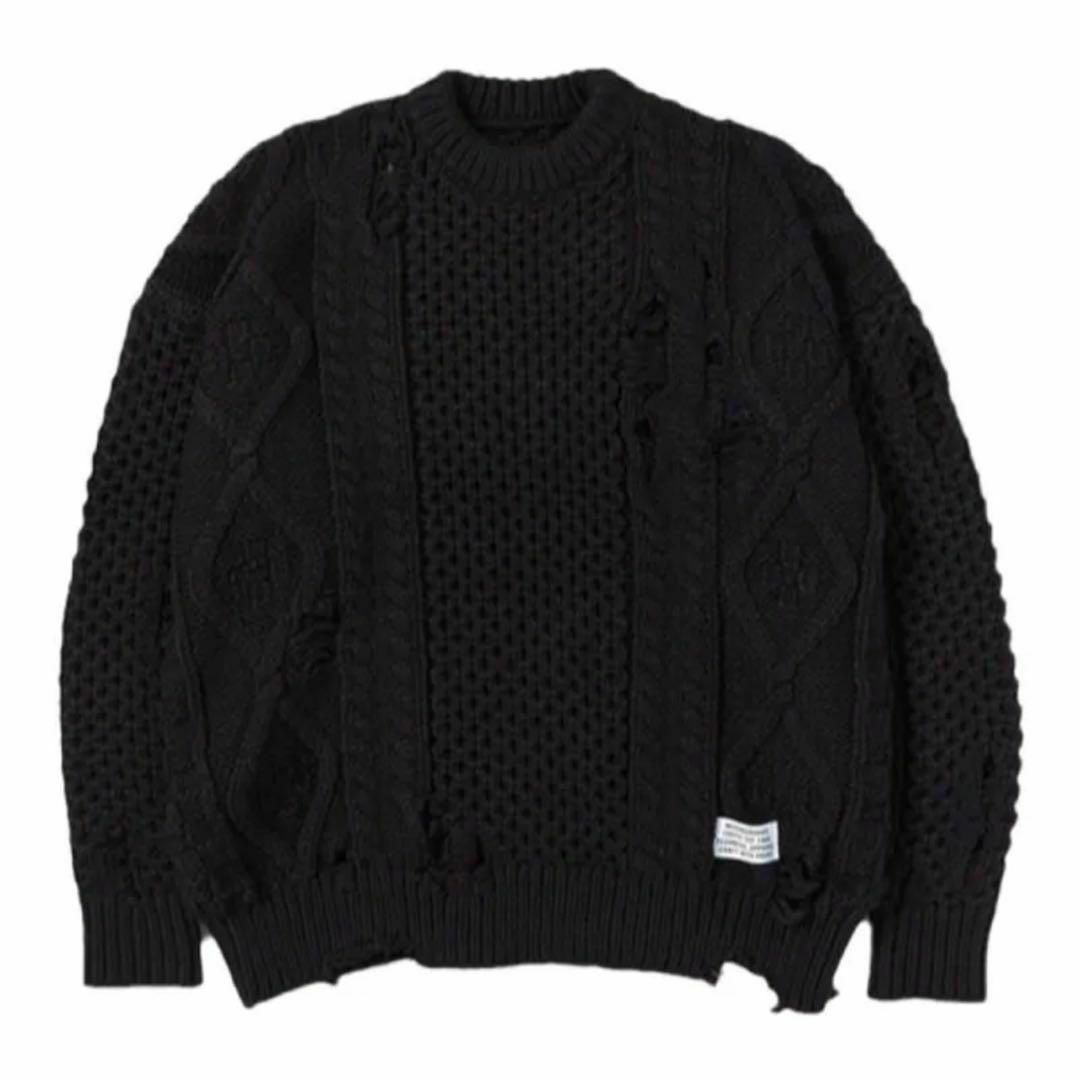 NEIGHBORHOOD - NEIGHBORHOOD SAVAGE CABLE SWEATER L ブラックの通販