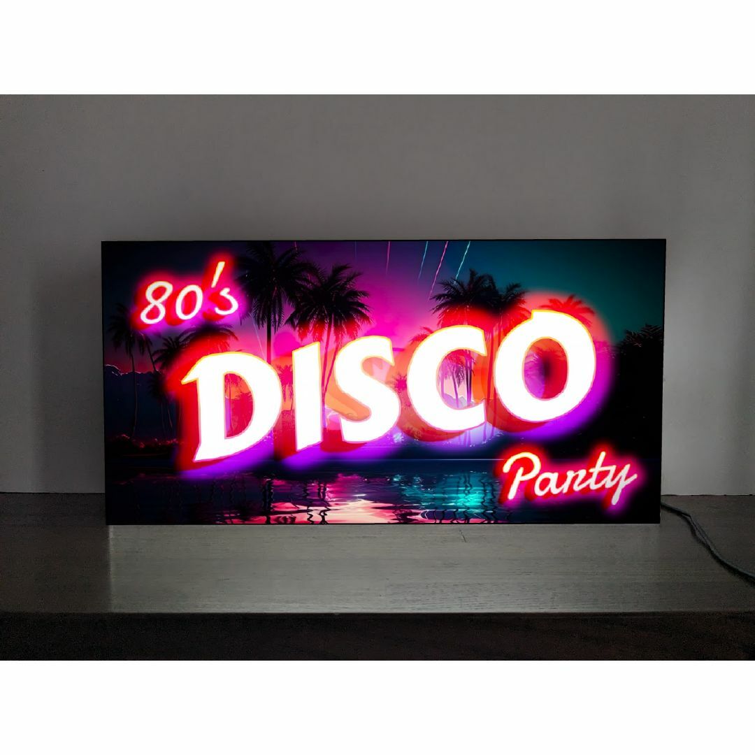 Lサイズ】80'S ディスコ ダンスパーティー 看板 置物 雑貨 ライトBOXの