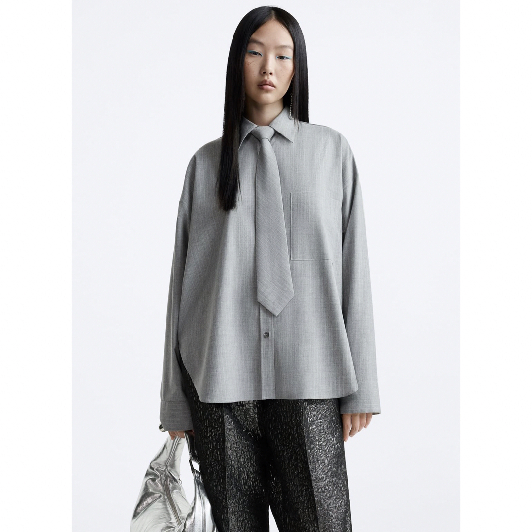 ZARA - ZARA完売 ドローストリングつきストライプシャツ×MAISON