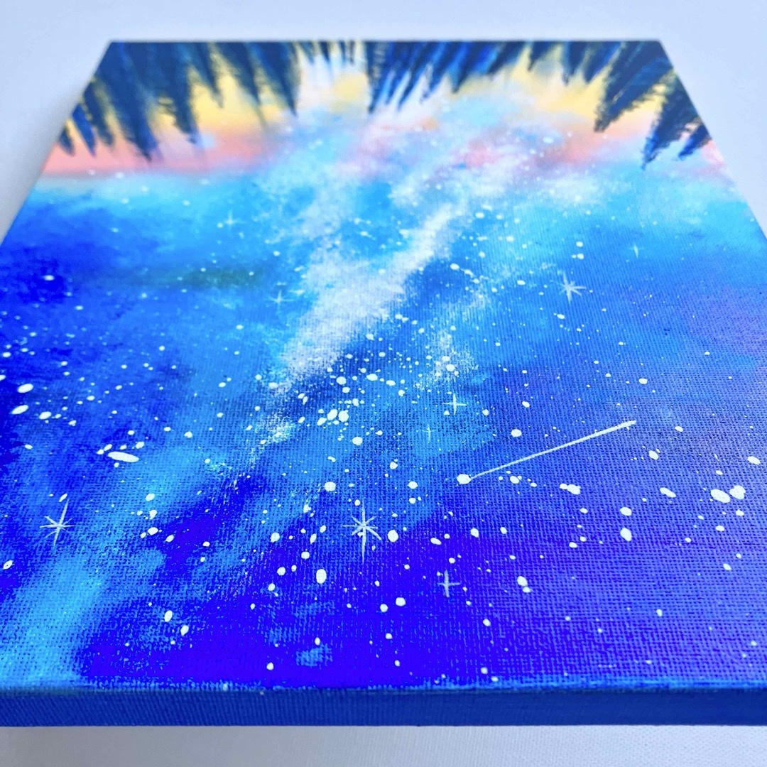 流星＊絵画 原画 風景画 冬 オーロラ 流れ星 星座 天の川の通販 by