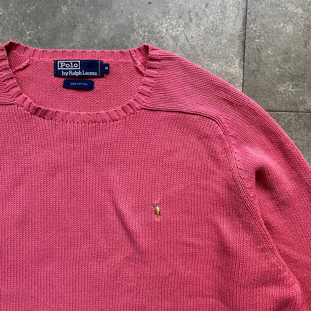 POLO RALPH LAUREN - 90s ラルフローレン コットンニット M ピンクの