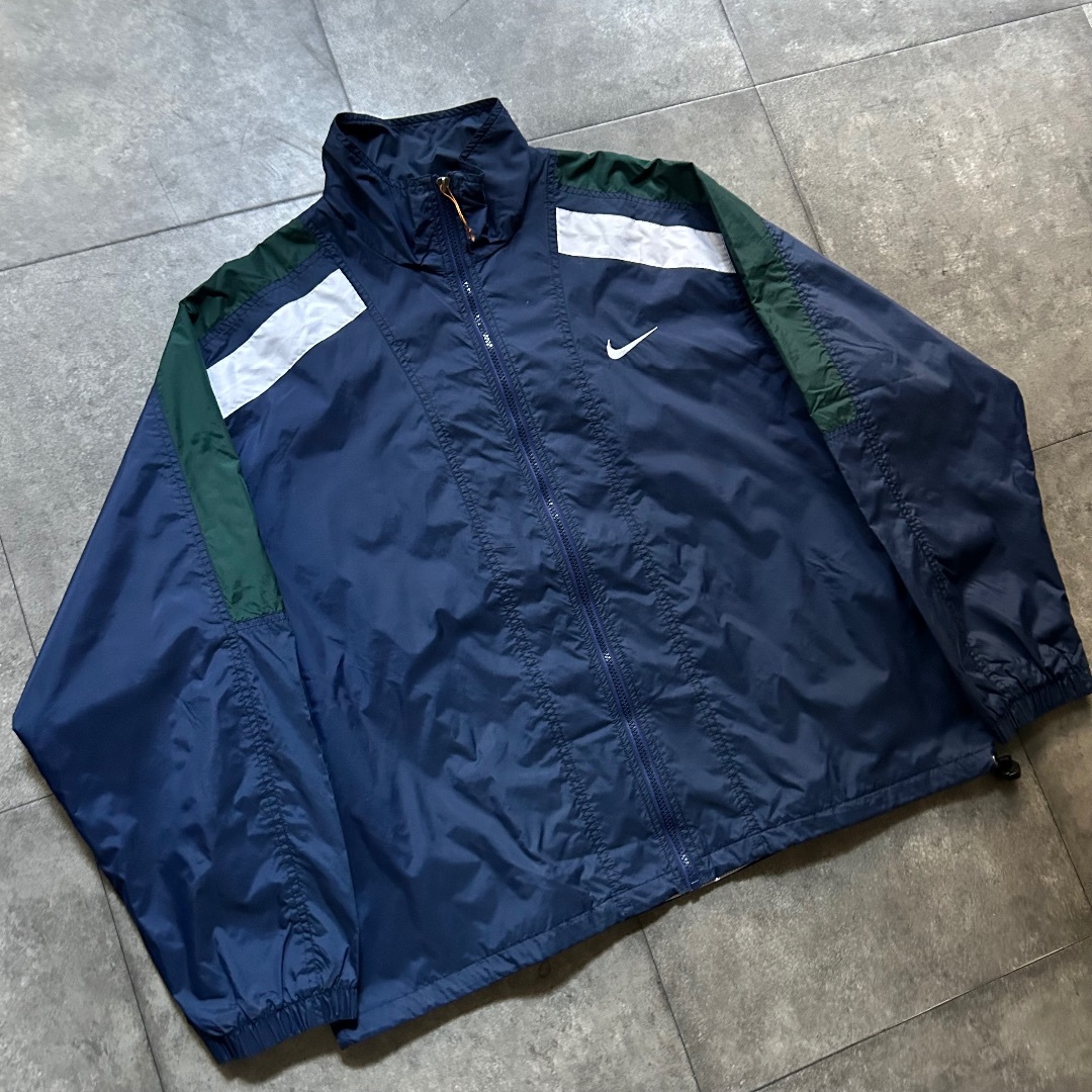 NIKE - 90s NIKE ナイキ ナイロンジャケット 白タグ ネイビー Lの通販