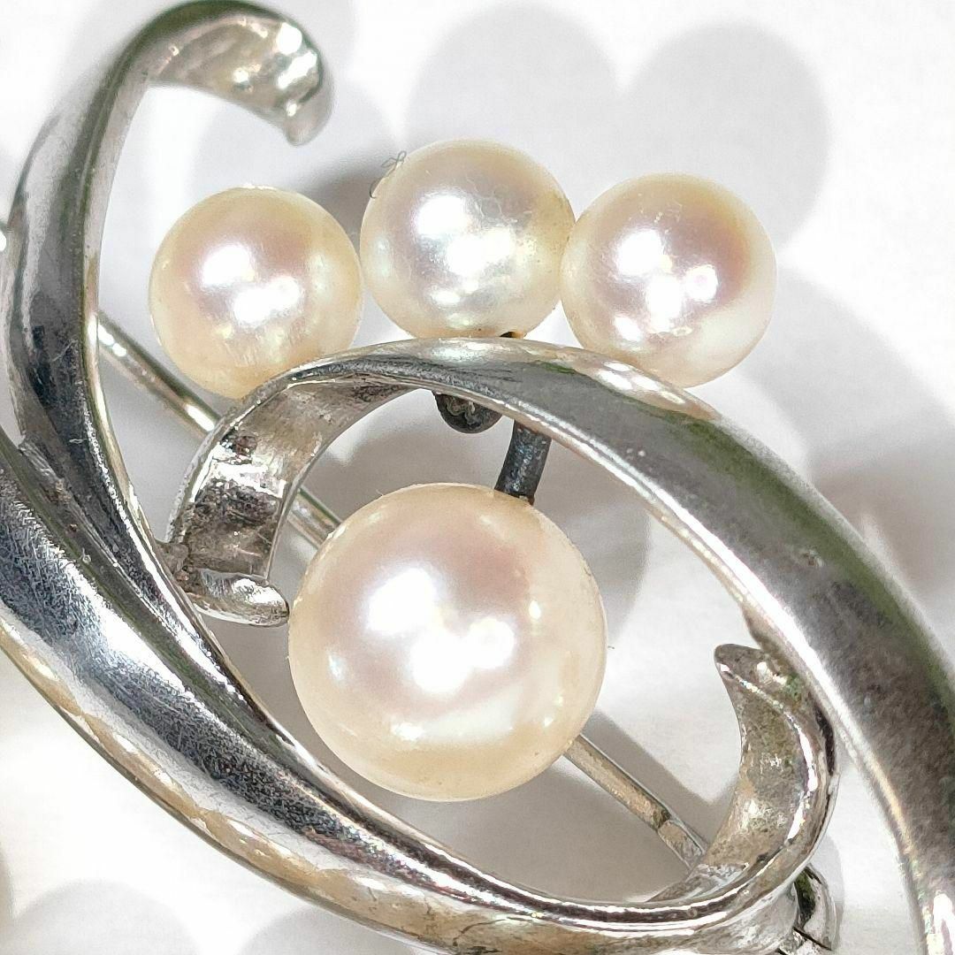 MIKIMOTO - ミキモト パール 真珠 ブローチ 10珠 シルバー M刻印 S刻印
