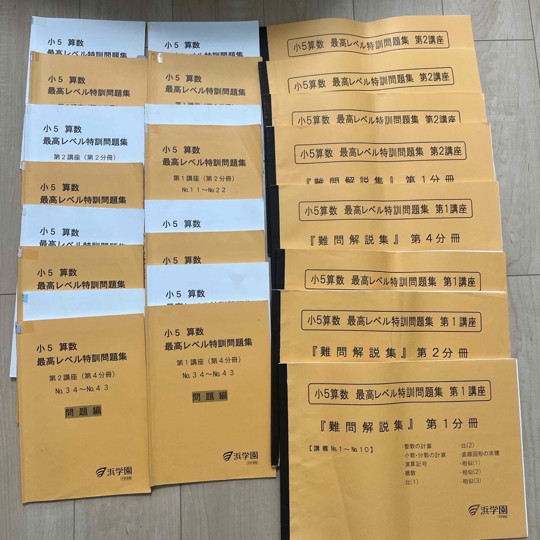 浜学園 小5 最高レベル特訓問題集 算数 最レ 一年分 問題 解答の通販