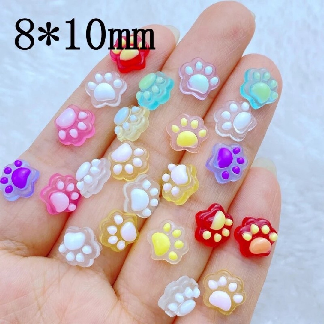 ☆ふわふわキュート 肉球ネイルパーツ☆ランダム10個 半透明の通販 by
