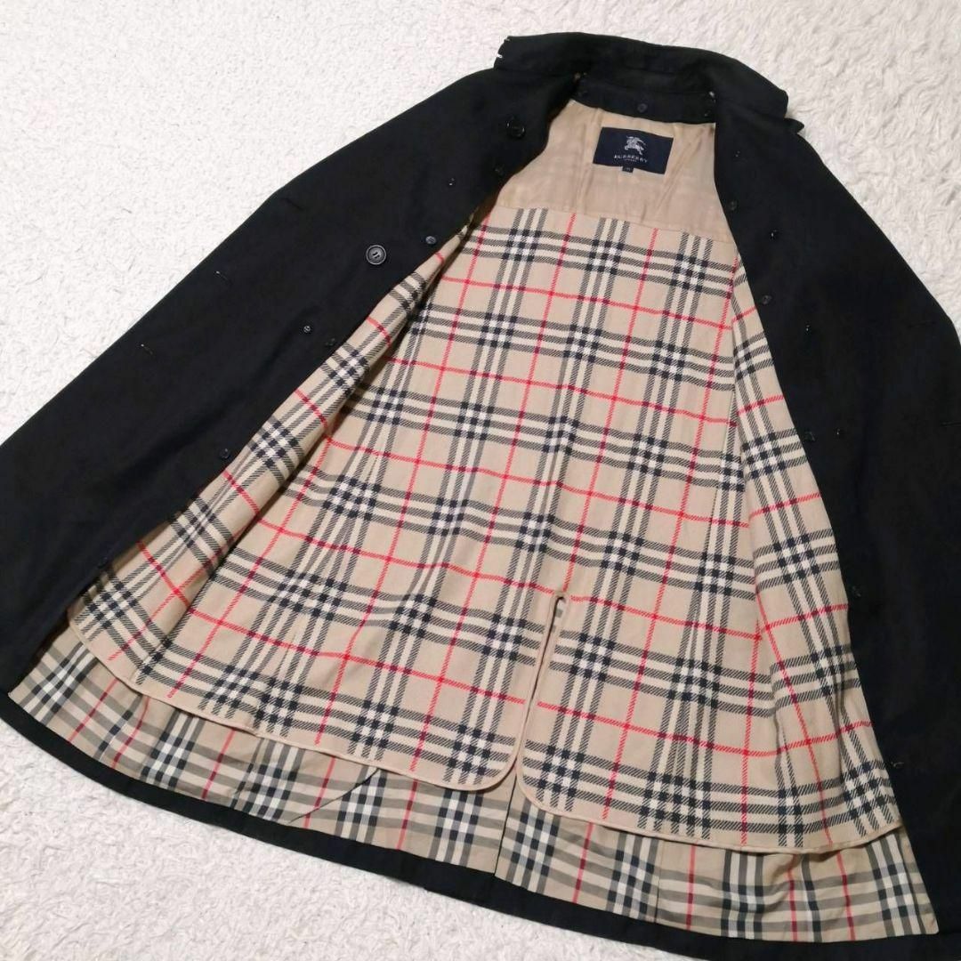 BURBERRY - M バーバリー ロング トレンチコート 黒 ウール100