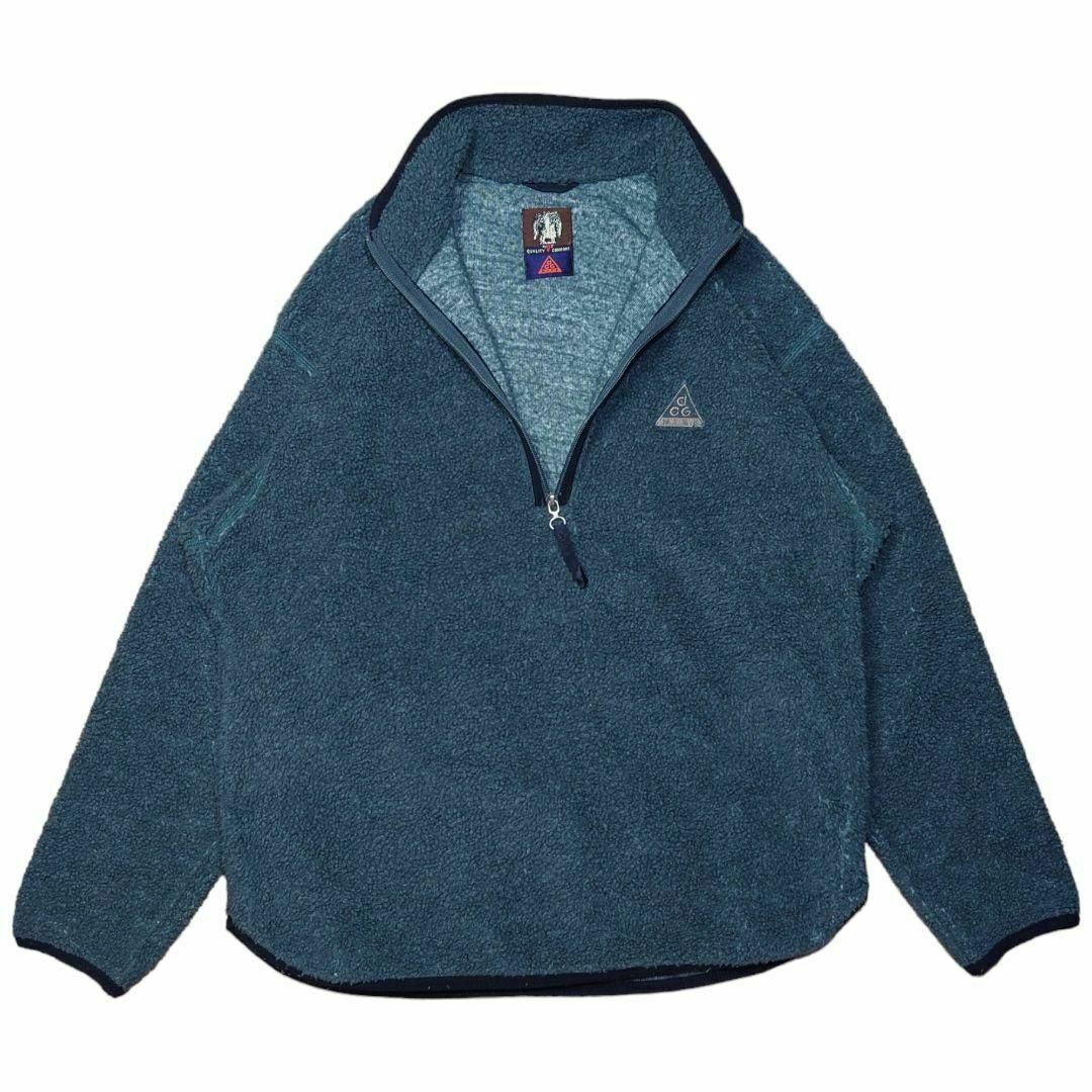 90s NIKE ACG ハーフジップフリースプルオーバー 犬タグ ナイキ 古着の