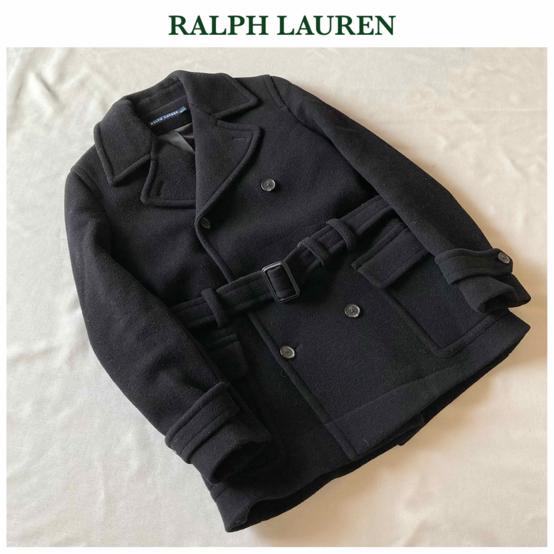 Ralph Lauren - ラルフローレン ベルト付 ウールメルトン Pコート 黒