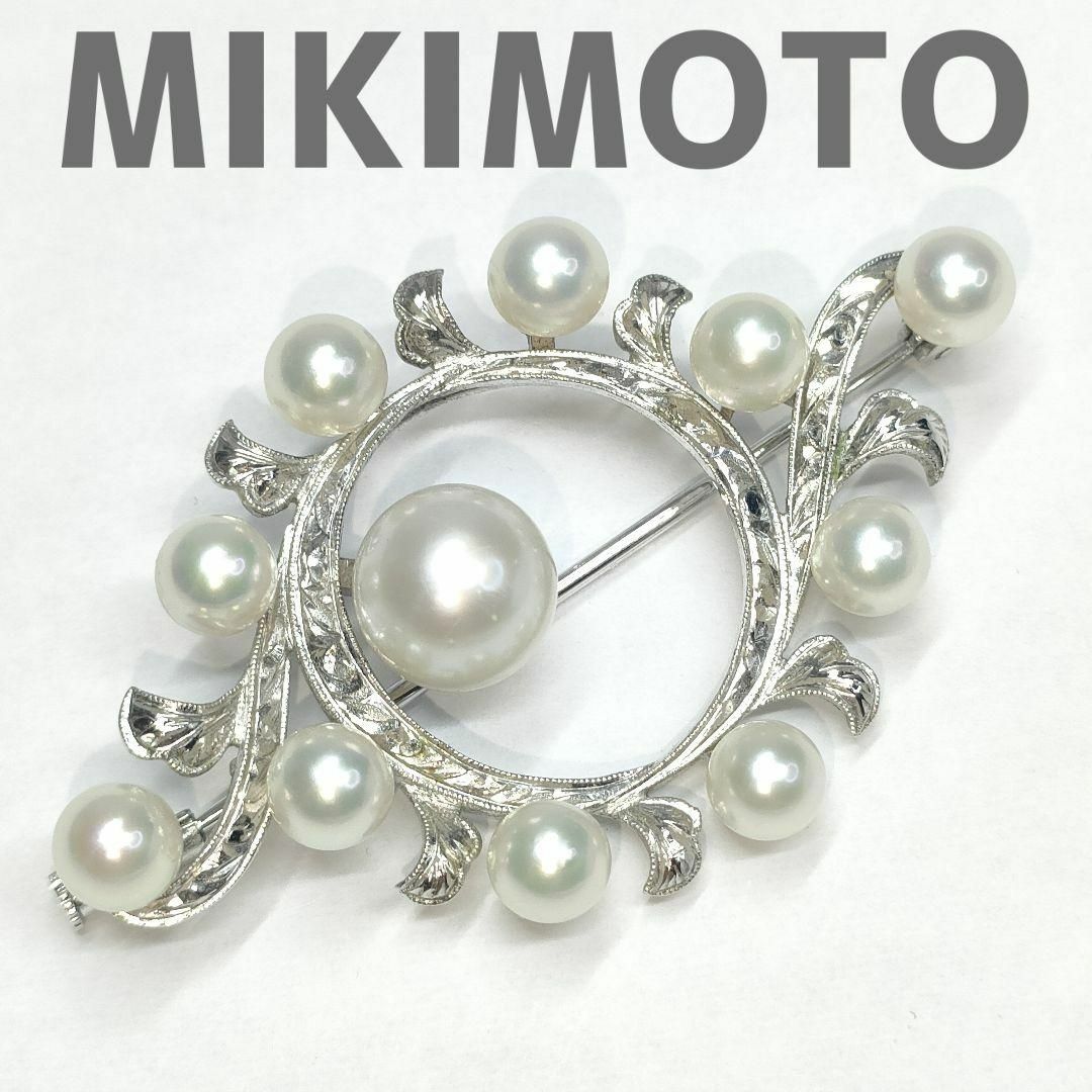 MIKIMOTO - ミキモト パール 真珠 ブローチ 11珠 シルバー M刻印 S刻印