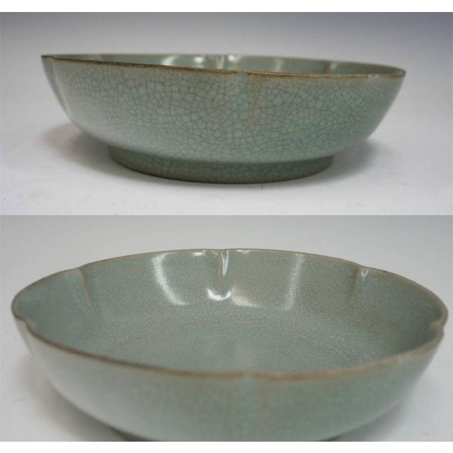 中国美術 宋 汝窯 青磁皿 青磁筆洗 幅18cm 箱付 中国古玩 c21112の通販