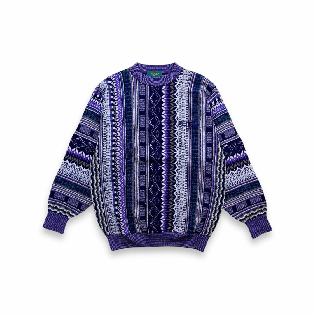 KENZO - 90s 日本製 KENZO ケンゾー 3Dウールニットセーター 幾何学柄
