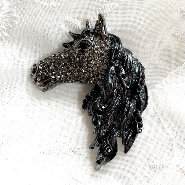 VINTAGE - 競馬 馬ブローチ アンティーク ラインストーン ウマ