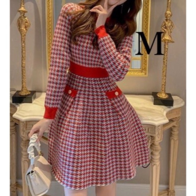 ☆韓国☆千鳥格子 Aライン レトロ ワンピース フレアーの通販 by りり