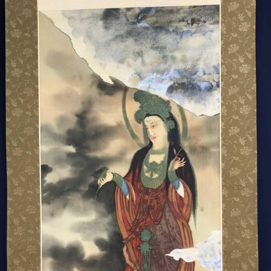 松山/観音図/慈母観音図/掛軸☆宝船☆AB-681 松山/観音図/慈母観音図