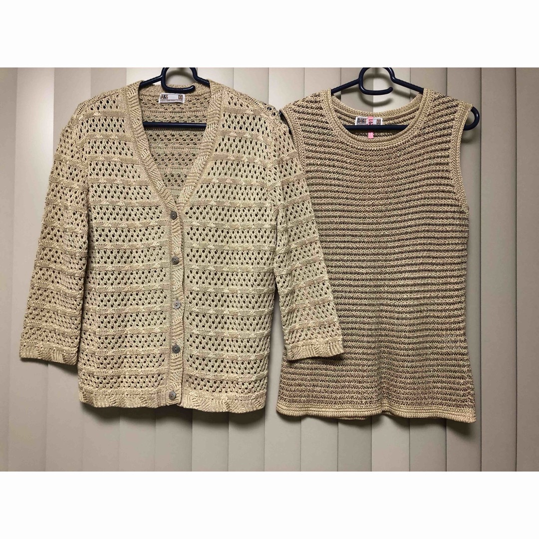 DAKS - DAKS ダックス 七分袖 麻混 ニットアンサンブル（L）の