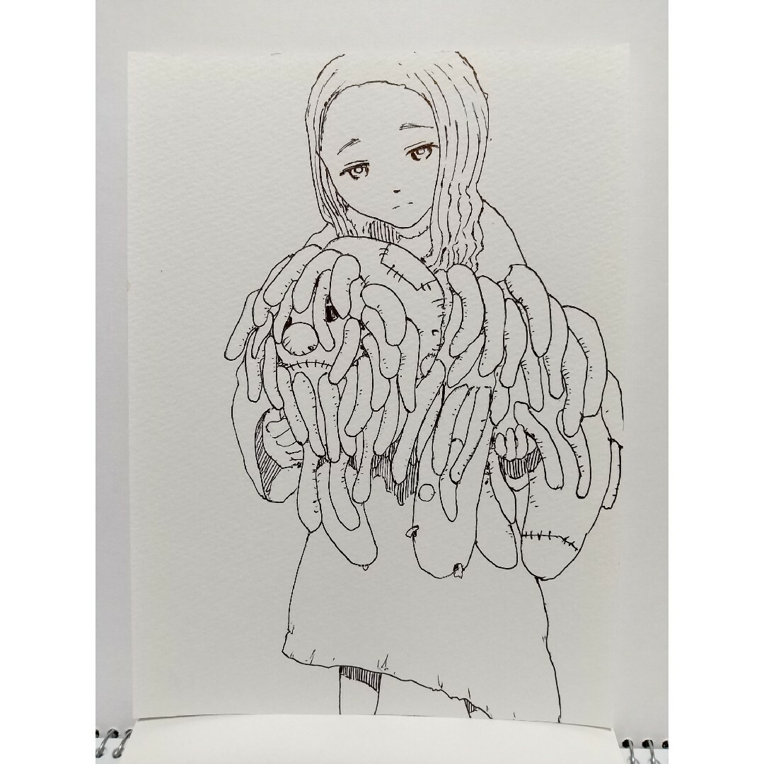 オリジナルイラスト 手描きイラスト ボロ ハンドメイド 絵 モノクロ