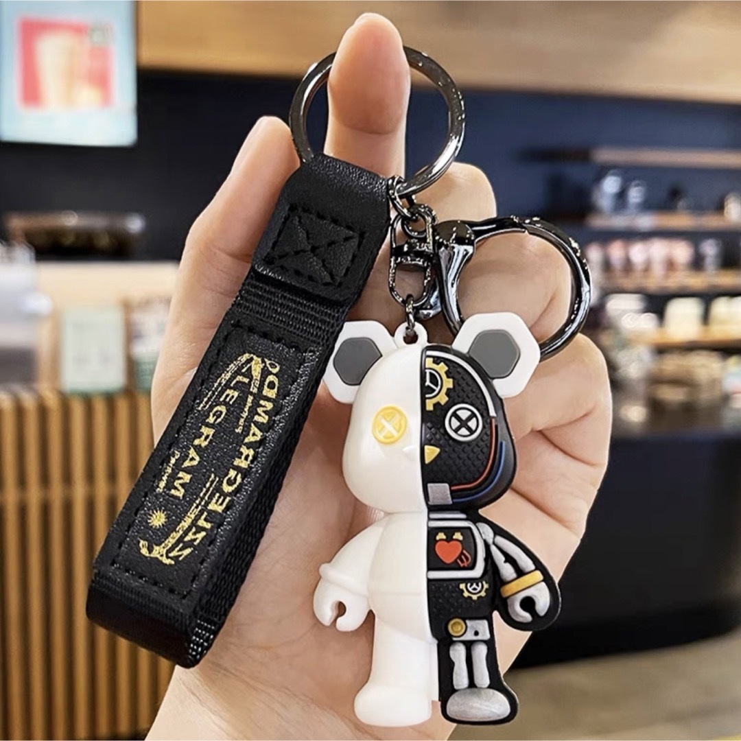 ベアブリックキーホルダー ロボット ストラップ付きキーリング