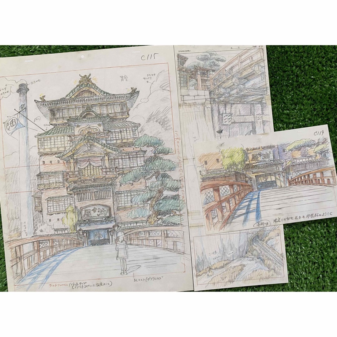 ジブリ - ジブリ 千と千尋の神隠し 宮崎駿 レイアウト 切抜き 3枚