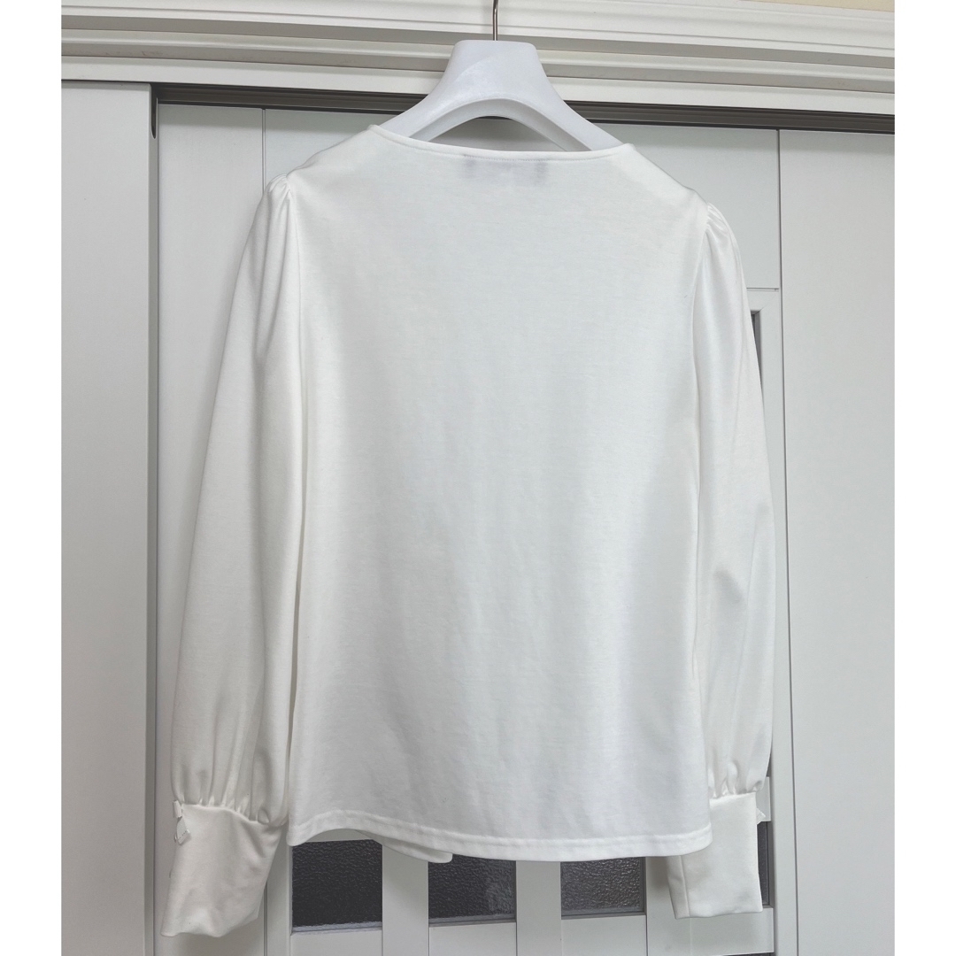 未使用品タグ付き)エムズグレイシー38 リボン付きホワイト長袖