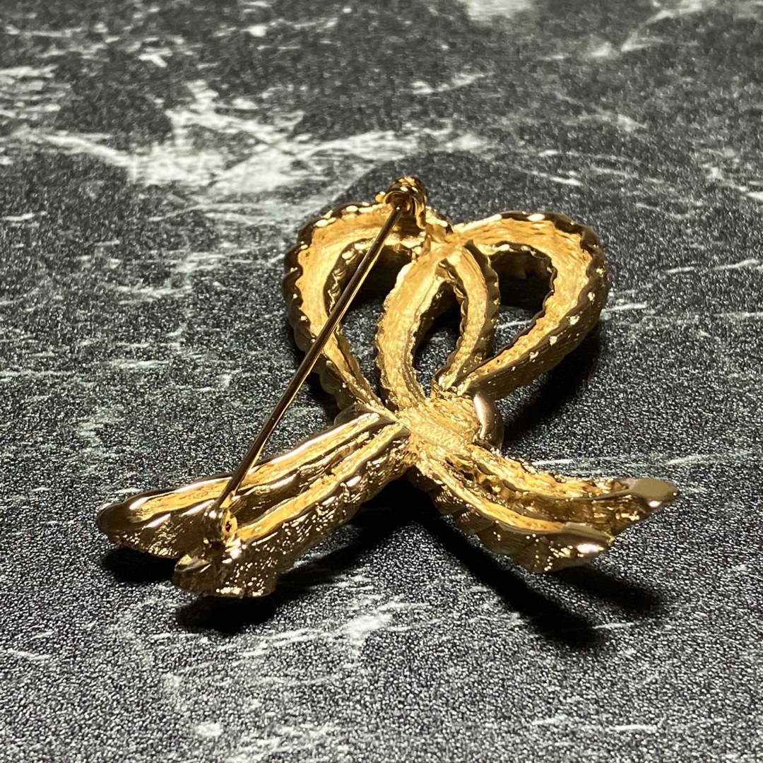 クリスチャンディオール ブローチ ラインストーン ゴールド 美品