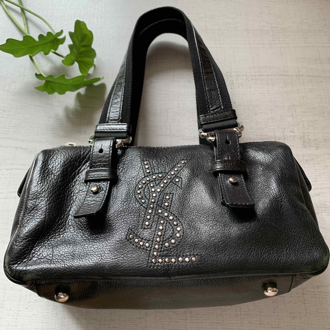 Yves Saint Laurent - 美品 サンローラン ミニボストン（ロゴスタッズ