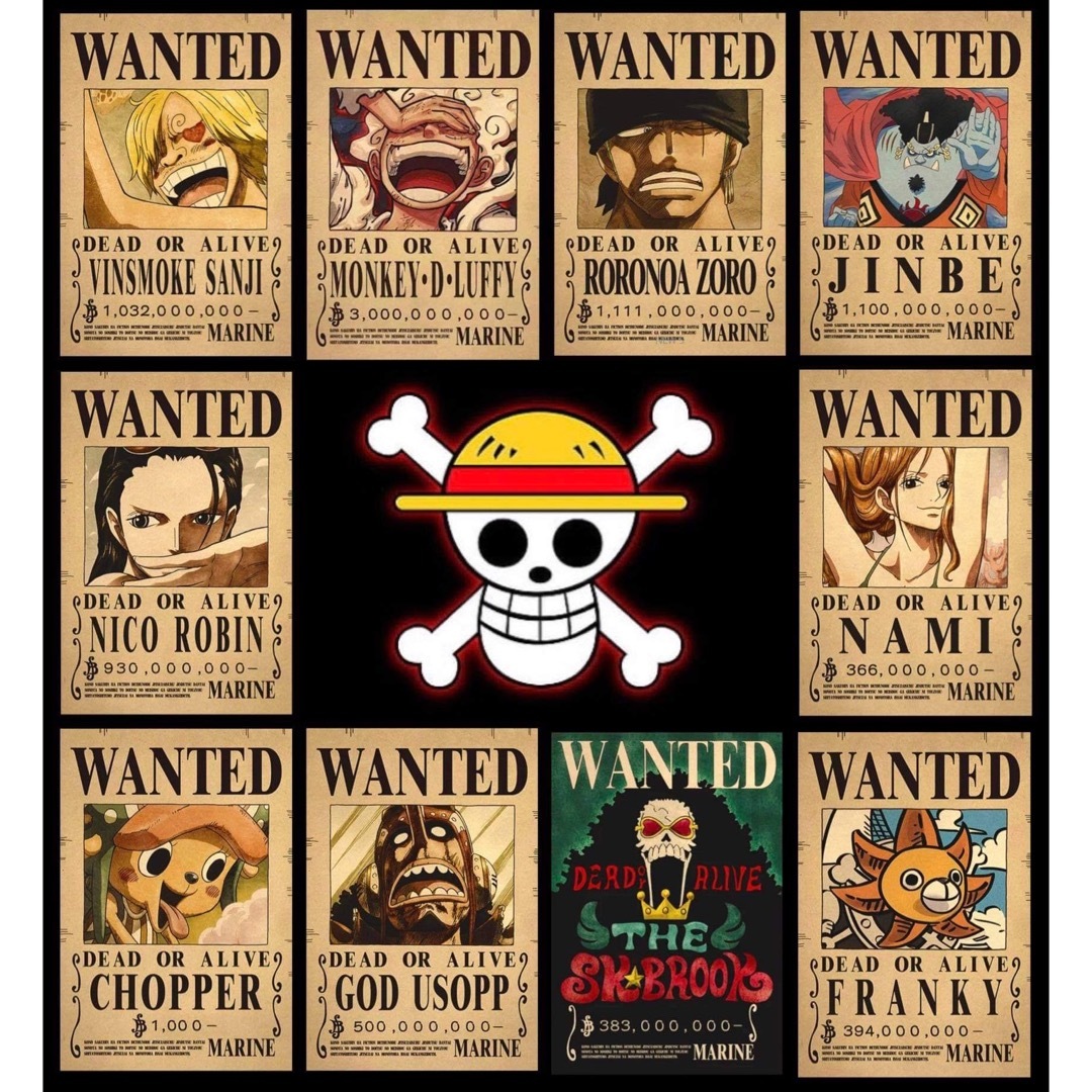 新】ワンピース 麦わら一味 手配書ポスター 10枚セットの通販 by
