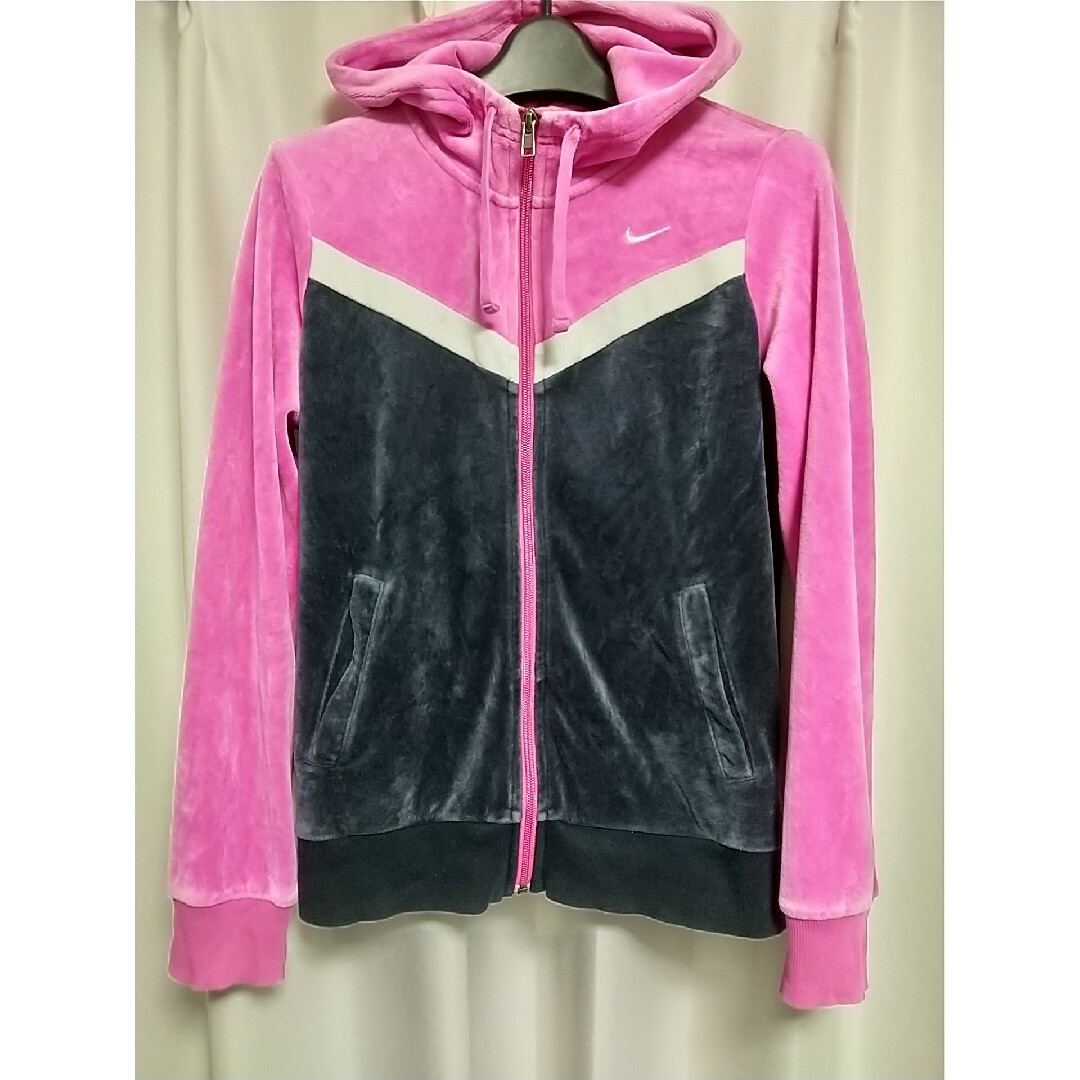NIKE - NIKE ワンポイントロゴ ベロア パーカー Mサイズ ピンク