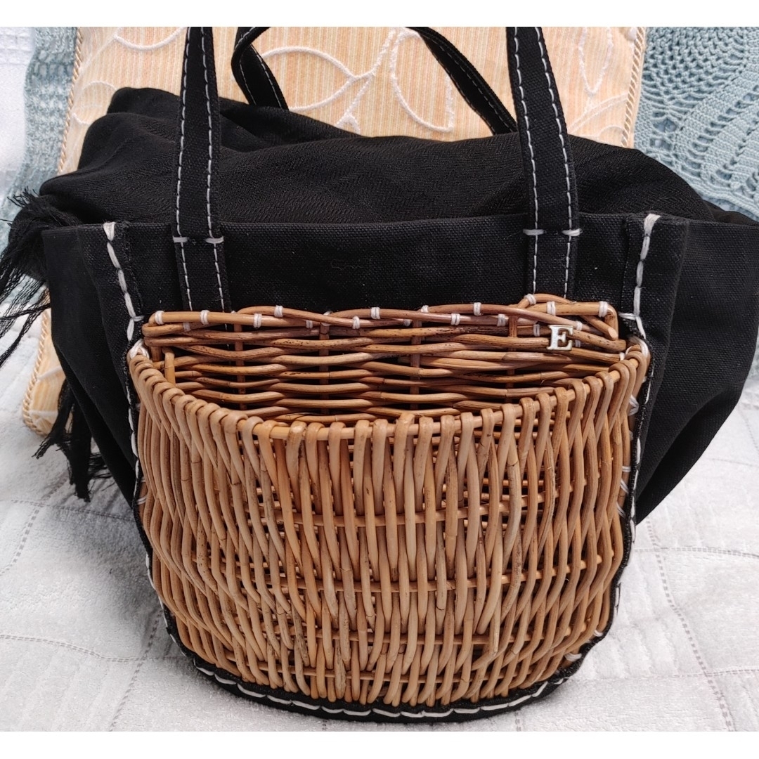 最終価格 キャンバス・カゴポケット付トート