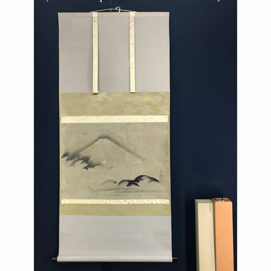 真作】雨城/武者絵/掛軸/名家伝来/K-387 J 真作】雨城/武者絵/掛軸