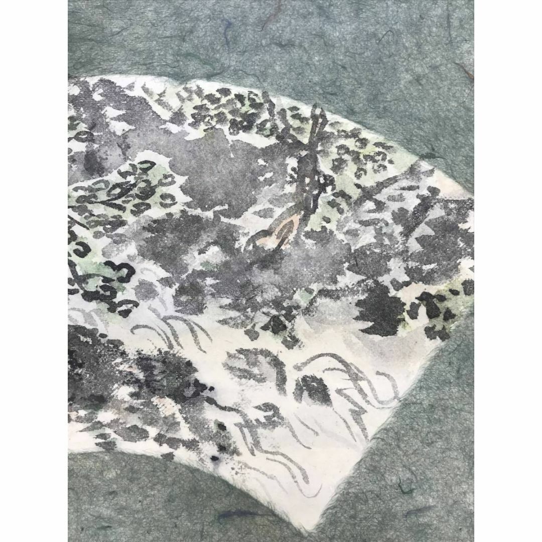 真作】榊原始更/榊原紫峰（兄）/渓山図/山水図/扇面/掛軸☆宝船☆AD