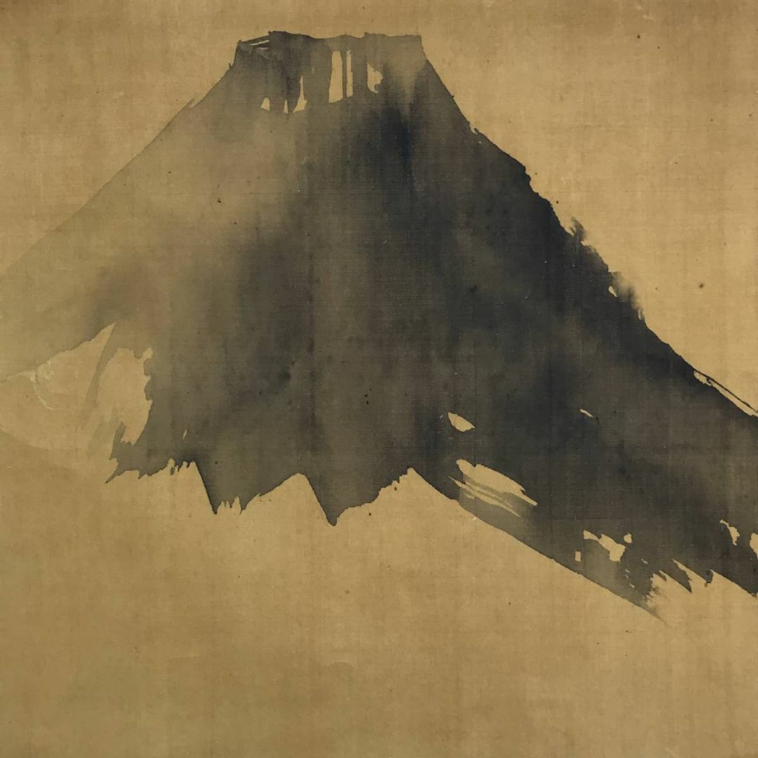 真作/頼聿庵/富士山画賛/山水図/富士山図/横物/掛軸☆宝船