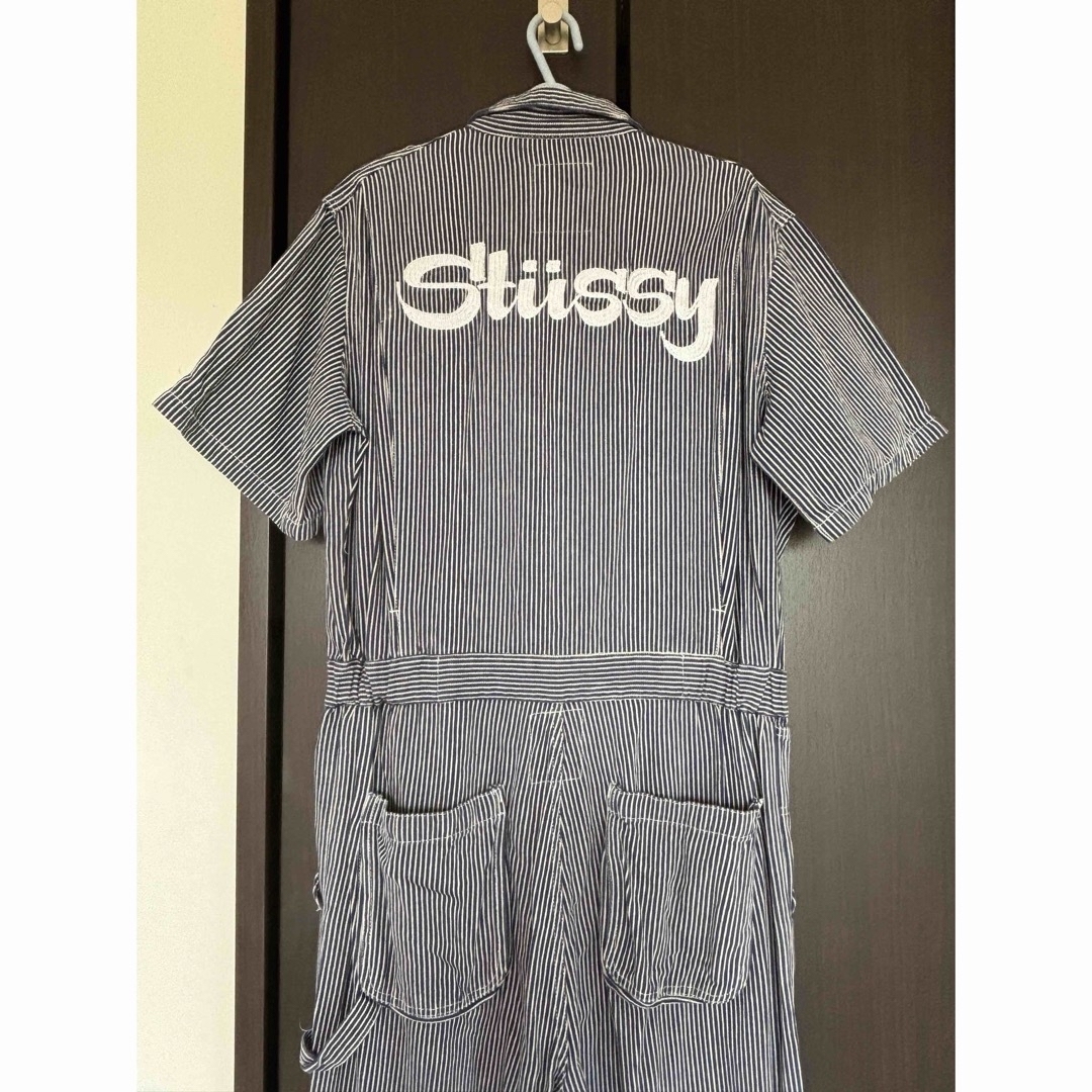 STUSSY - Stussy/オールインワン/ヒッコリー/半袖/ネイビー/つなぎ