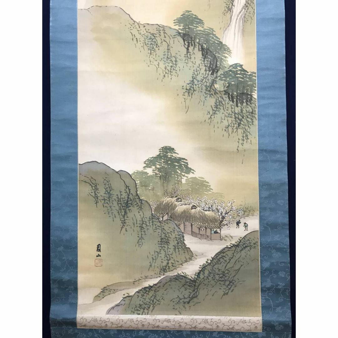 真作】山下青城/渓山早春/山水図/掛軸/名家伝来/AD-321 真作/山下青城